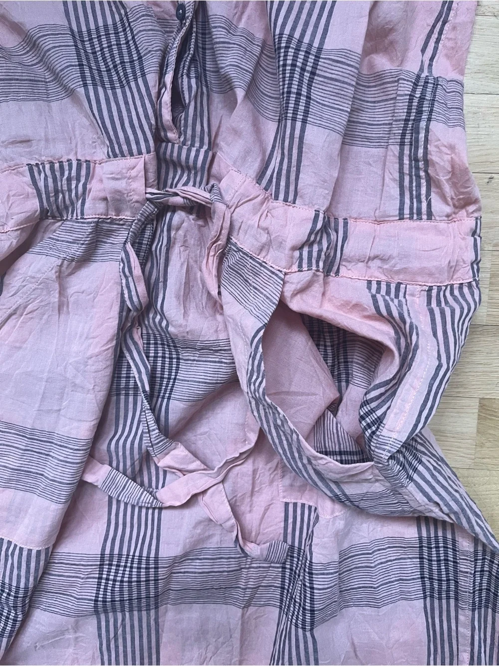 Humanoid Cotton Plaid Tie-Waist Dress